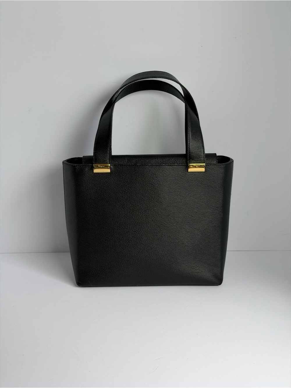 Salvatore Ferragamo Structured Black Leather Handbag